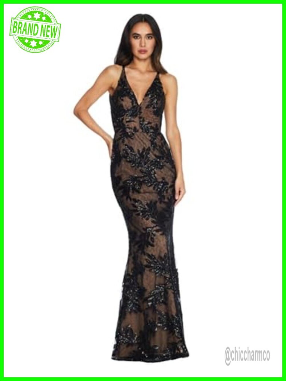 Mermaid Maxi V-Neck Sequin Gown Formal Wedding Prom Dress